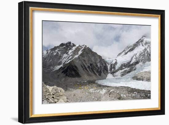 Everest Base Camp (5350m), scattering of tents at back of Khumbu glacier, Khumbu, Nepal, Himalayas-Alex Treadway-Framed Photographic Print