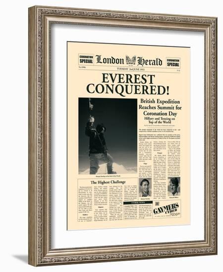 Everest Conquered!-The Vintage Collection-Framed Art Print