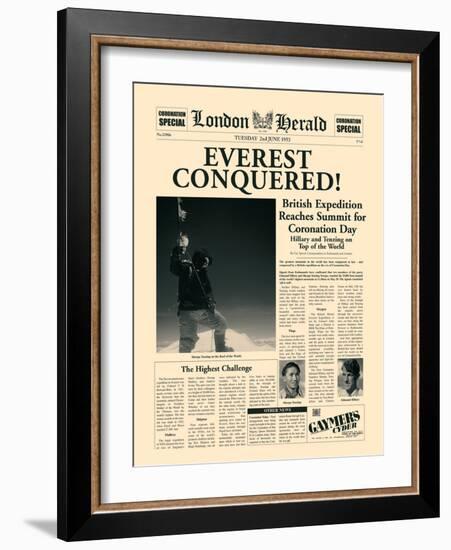 Everest Conquered!-The Vintage Collection-Framed Art Print