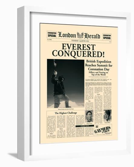 Everest Conquered!-The Vintage Collection-Framed Art Print