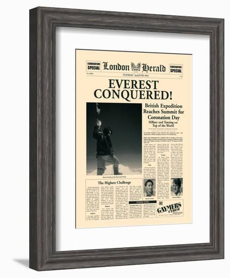 Everest Conquered!-The Vintage Collection-Framed Art Print