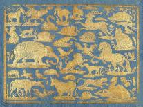 Blue Brocade Paper Decorated with Gold Animals, C. 1750-1800. Leaf Includes Domesticated and Wild M-Everett - Art-Framed Premium Giclee Print