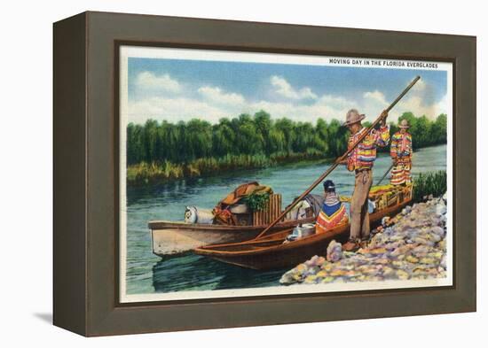 Everglades Nat'l Park, Florida - Moving Day for Seminole Indians-Lantern Press-Framed Stretched Canvas