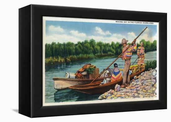 Everglades Nat'l Park, Florida - Moving Day for Seminole Indians-Lantern Press-Framed Stretched Canvas
