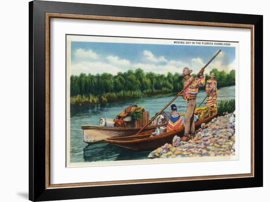 Everglades Nat'l Park, Florida - Moving Day for Seminole Indians-Lantern Press-Framed Art Print