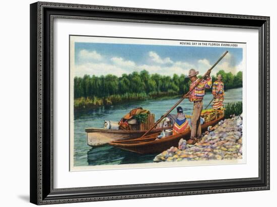 Everglades Nat'l Park, Florida - Moving Day for Seminole Indians-Lantern Press-Framed Art Print