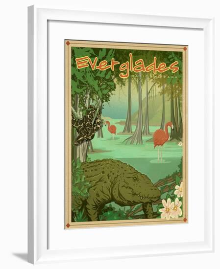 Everglades-Old Red Truck-Framed Giclee Print