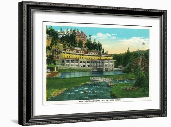 Evergreen, Colorado, Exterior View of the New Troutdale Hotel in Bear Creek Canyon-Lantern Press-Framed Art Print