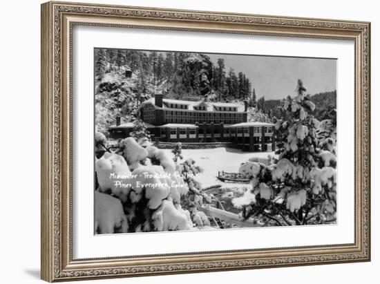 Evergreen, Colorado - Troutdale-at-the-Pines in Midwinter-Lantern Press-Framed Art Print