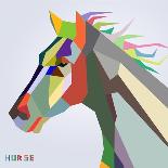 Horse Head Symbol of New Year 2014 Trendy Style Geometric Vector-EverstRuslan-Mounted Art Print