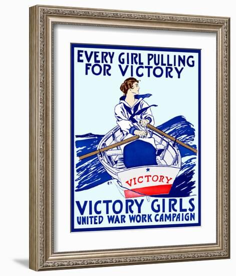 Every Girl Pulling for Victory-Vintage Reproduction-Framed Giclee Print