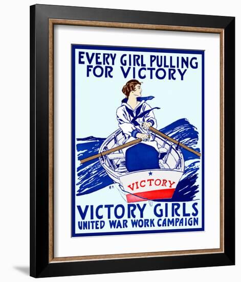 Every Girl Pulling for Victory-Vintage Reproduction-Framed Giclee Print