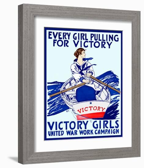 Every Girl Pulling for Victory-Vintage Reproduction-Framed Giclee Print