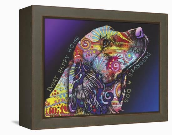 Every Happy Home, Deserves a Dog, Pets, Dogs, Purple fade, Looking up, Animals, Pop Art, Stencils-Russo Dean-Framed Premier Image Canvas