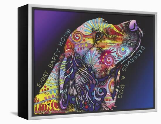 Every Happy Home, Deserves a Dog, Pets, Dogs, Purple fade, Looking up, Animals, Pop Art, Stencils-Russo Dean-Framed Premier Image Canvas