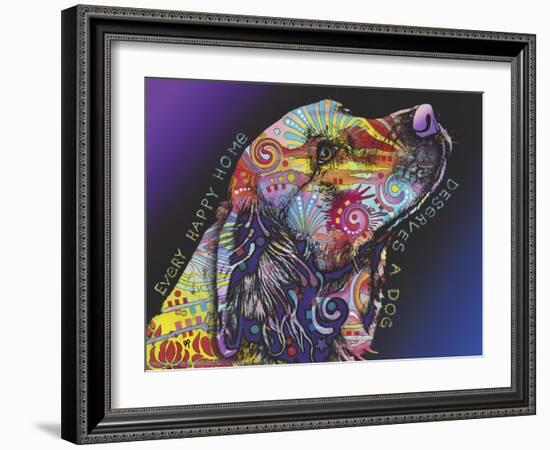 Every Happy Home, Deserves a Dog, Pets, Dogs, Purple fade, Looking up, Animals, Pop Art, Stencils-Russo Dean-Framed Giclee Print