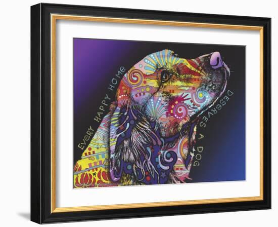 Every Happy Home, Deserves a Dog, Pets, Dogs, Purple fade, Looking up, Animals, Pop Art, Stencils-Russo Dean-Framed Giclee Print