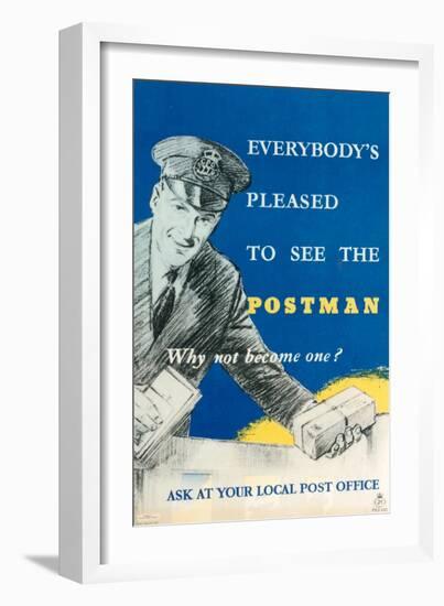 Everybody's Pleased to See the Postman, Why Not Become One?-West One Studios-Framed Art Print