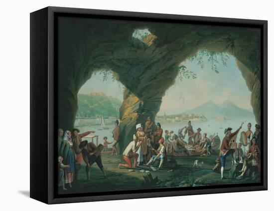 Everyday Life in a Cave in Posillipo, Near Naples Italy-Pietro Fabris-Framed Stretched Canvas