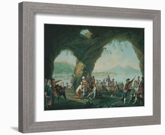 Everyday Life in a Cave in Posillipo, Near Naples Italy-Pietro Fabris-Framed Art Print