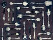 Vintage Set of Dessert Spoons on a Dark Background-Evgeniya Porechenskaya-Photographic Print