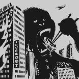 Big Gorilla Destroys City-Evgeny Bakal-Mounted Art Print