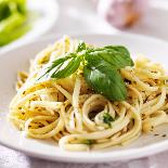 Italian Pasta with Pesto Sauce close up Photo-evren_photos-Photographic Print