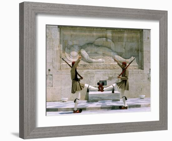 Evzones Guards in Front of Greek Parliament Building, Syntagma Square, Athens, Greece, Europe-Richardson Rolf-Framed Photographic Print