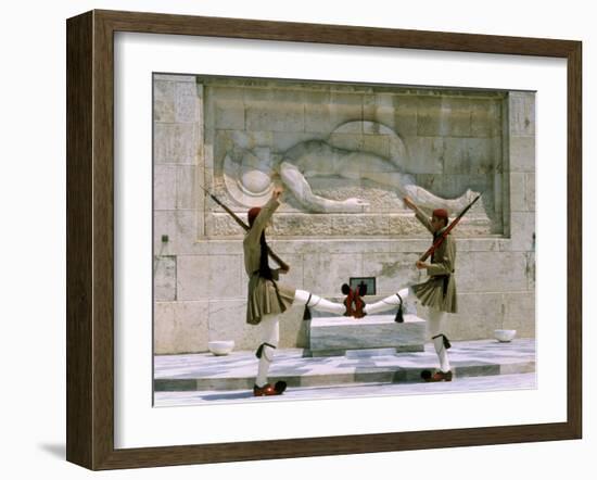 Evzones Guards in Front of Greek Parliament Building, Syntagma Square, Athens, Greece, Europe-Richardson Rolf-Framed Photographic Print