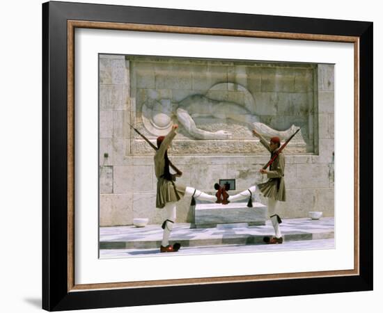Evzones Guards in Front of Greek Parliament Building, Syntagma Square, Athens, Greece, Europe-Richardson Rolf-Framed Photographic Print