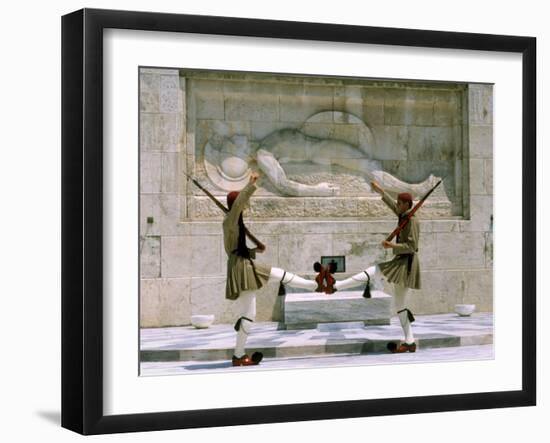 Evzones Guards in Front of Greek Parliament Building, Syntagma Square, Athens, Greece, Europe-Richardson Rolf-Framed Photographic Print