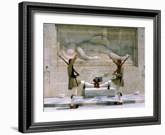 Evzones Guards in Front of Greek Parliament Building, Syntagma Square, Athens, Greece, Europe-Richardson Rolf-Framed Photographic Print