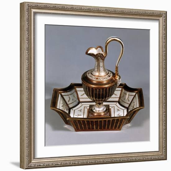 Ewer and Basin, Porcelain, Rue De Bondy Manufacture, Paris, France-null-Framed Giclee Print