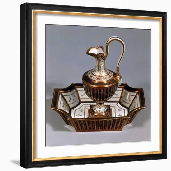 Ewer and Basin, Porcelain, Rue De Bondy Manufacture, Paris, France-null-Framed Giclee Print