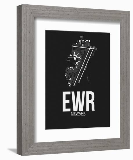 EWR Newark Airport Black-NaxArt-Framed Premium Giclee Print