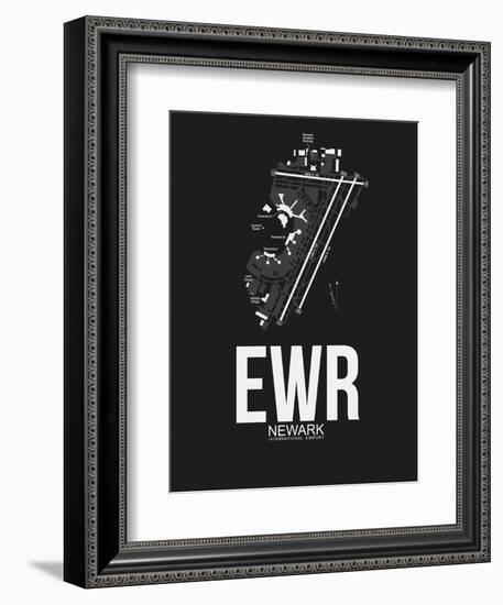 EWR Newark Airport Black-NaxArt-Framed Premium Giclee Print