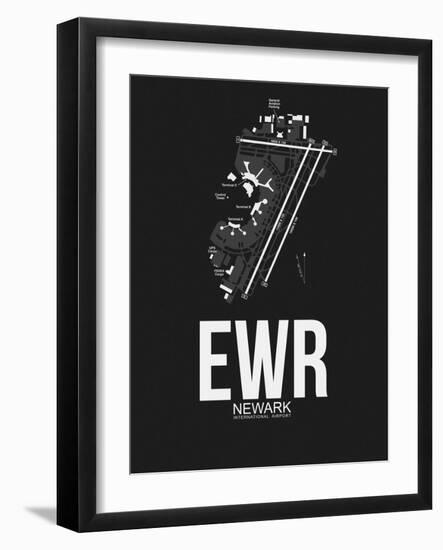 EWR Newark Airport Black-NaxArt-Framed Art Print