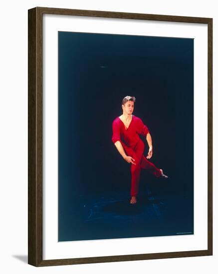 Ex-American Ballet Director Mikhail Baryshnikov Practicing Moves from Merce Cunningham's "Signals"-Ted Thai-Framed Premium Photographic Print