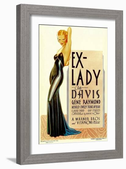 Ex-Lady, Bette Davis on midget window card, 1933-null-Framed Art Print