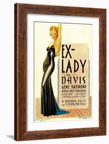 Ex-Lady, Bette Davis on midget window card, 1933-null-Framed Art Print