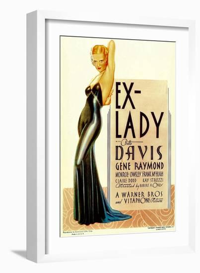 Ex-Lady, Bette Davis on midget window card, 1933-null-Framed Art Print