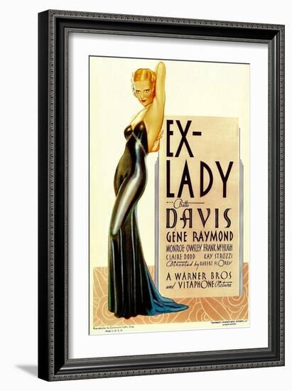 Ex-Lady, Bette Davis on midget window card, 1933-null-Framed Art Print