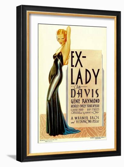 Ex-Lady, Bette Davis on midget window card, 1933-null-Framed Art Print