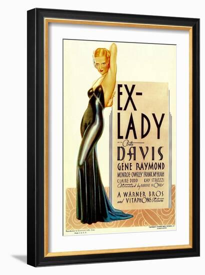 Ex-Lady, Bette Davis on midget window card, 1933-null-Framed Premium Giclee Print