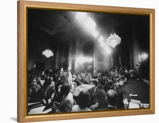 Ex-Nixon Aide John Dean Swearing in Before Sen. Committee on Watergate-Gjon Mili-Framed Premier Image Canvas