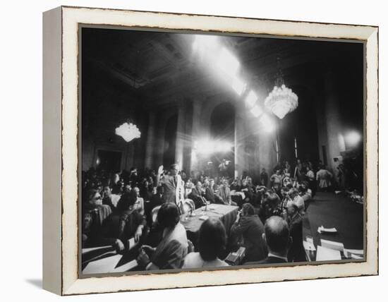 Ex-Nixon Aide John Dean Swearing in Before Sen. Committee on Watergate-Gjon Mili-Framed Premier Image Canvas