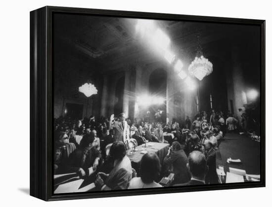 Ex-Nixon Aide John Dean Swearing in Before Sen. Committee on Watergate-Gjon Mili-Framed Premier Image Canvas