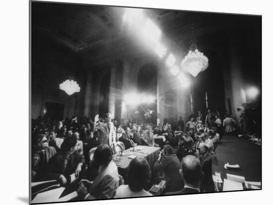 Ex-Nixon Aide John Dean Swearing in Before Sen. Committee on Watergate-Gjon Mili-Mounted Premium Photographic Print