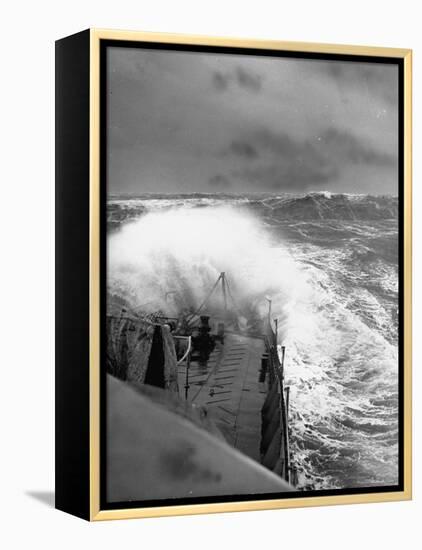 Ex US Destroyer Reaching Open Sea Where Atlantic Took on Its Normal Winter Grayness-Hans Wild-Framed Premier Image Canvas