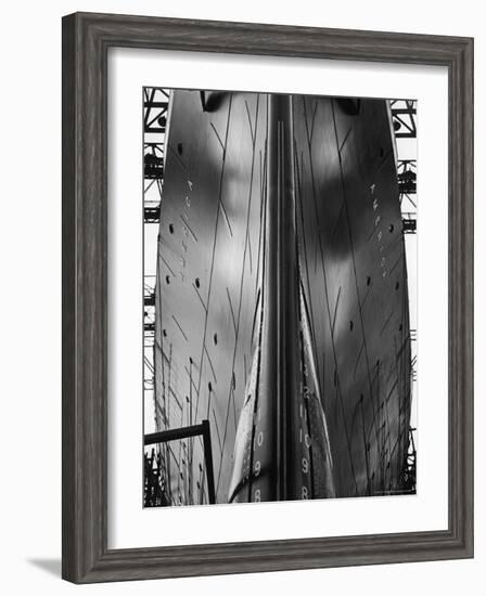 Exact Front View Looking Up at the Hull of Oceanliner, America, Showing Depth Numbers-Alfred Eisenstaedt-Framed Photographic Print